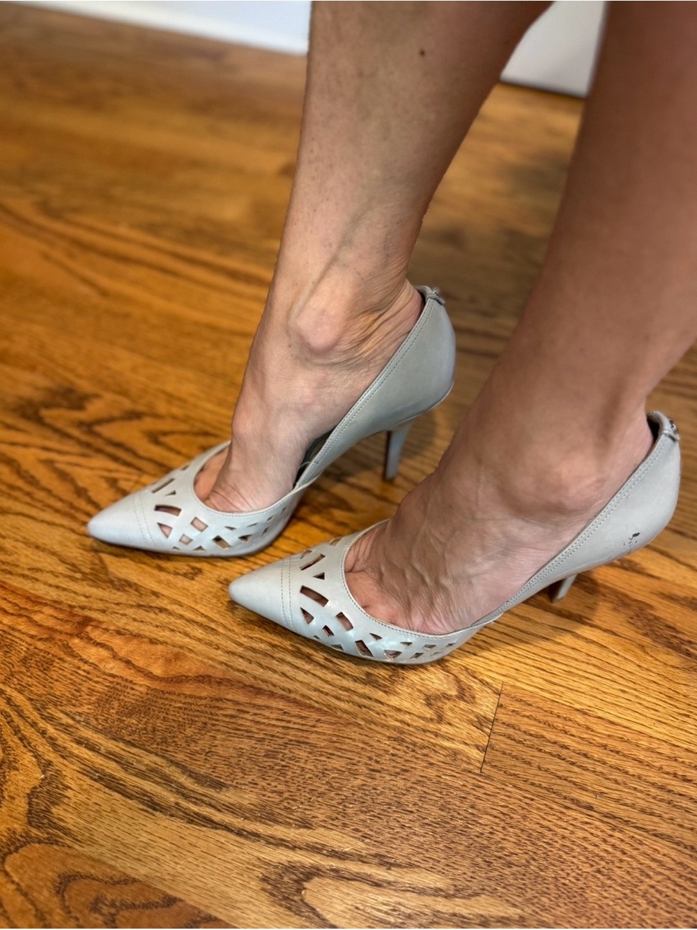 Calvin Klein Light Gray Pointed Toe Cutout Pumps